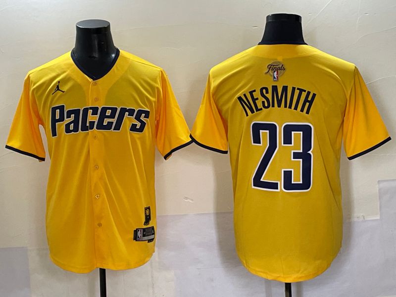 Men 2025 Indiana Pacers #23 Nesmith Yellow Joint Name NBA Jersey style 12